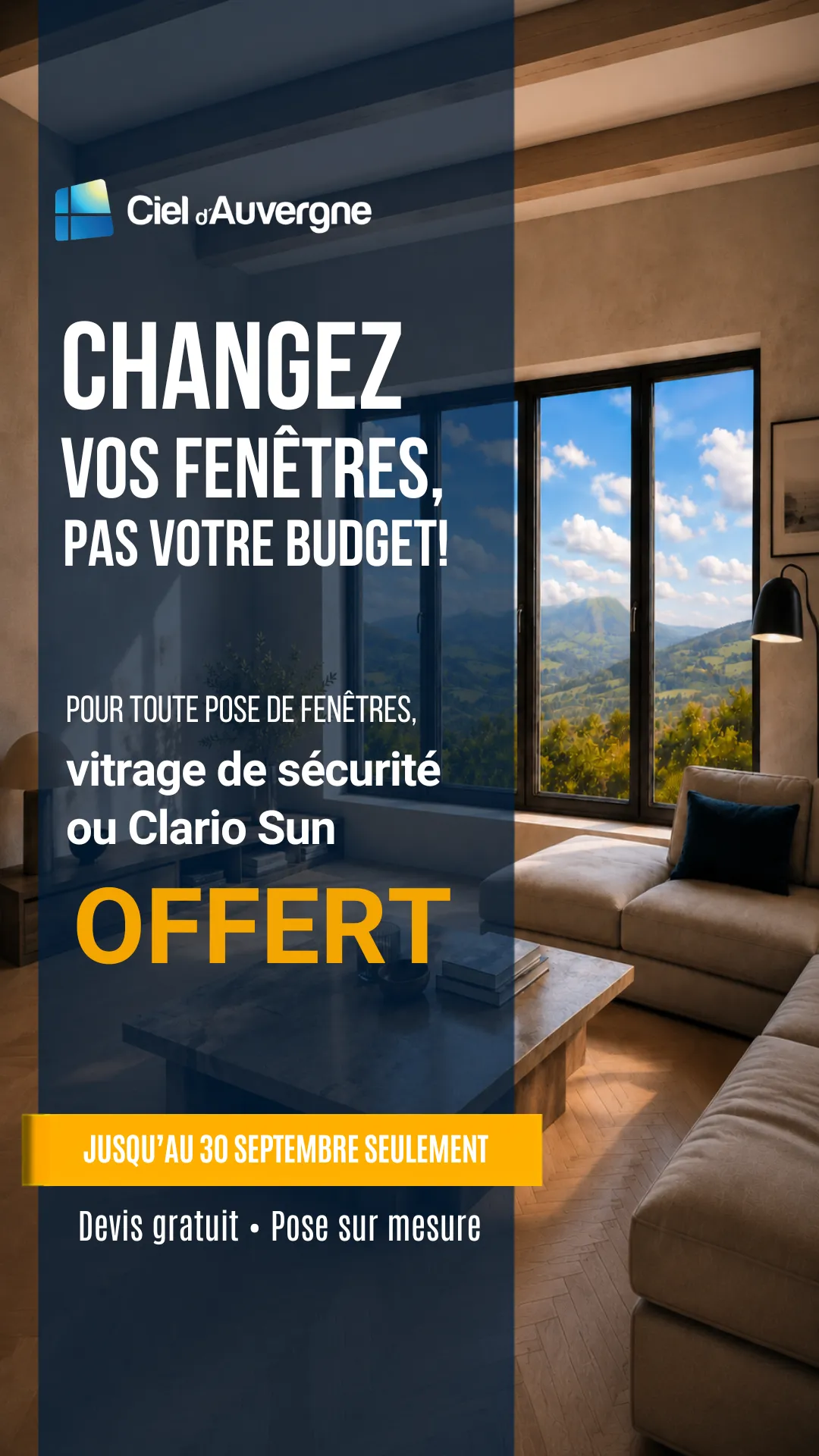 Promo installation de fenêtres avec vitrage offert septembre 2026 916